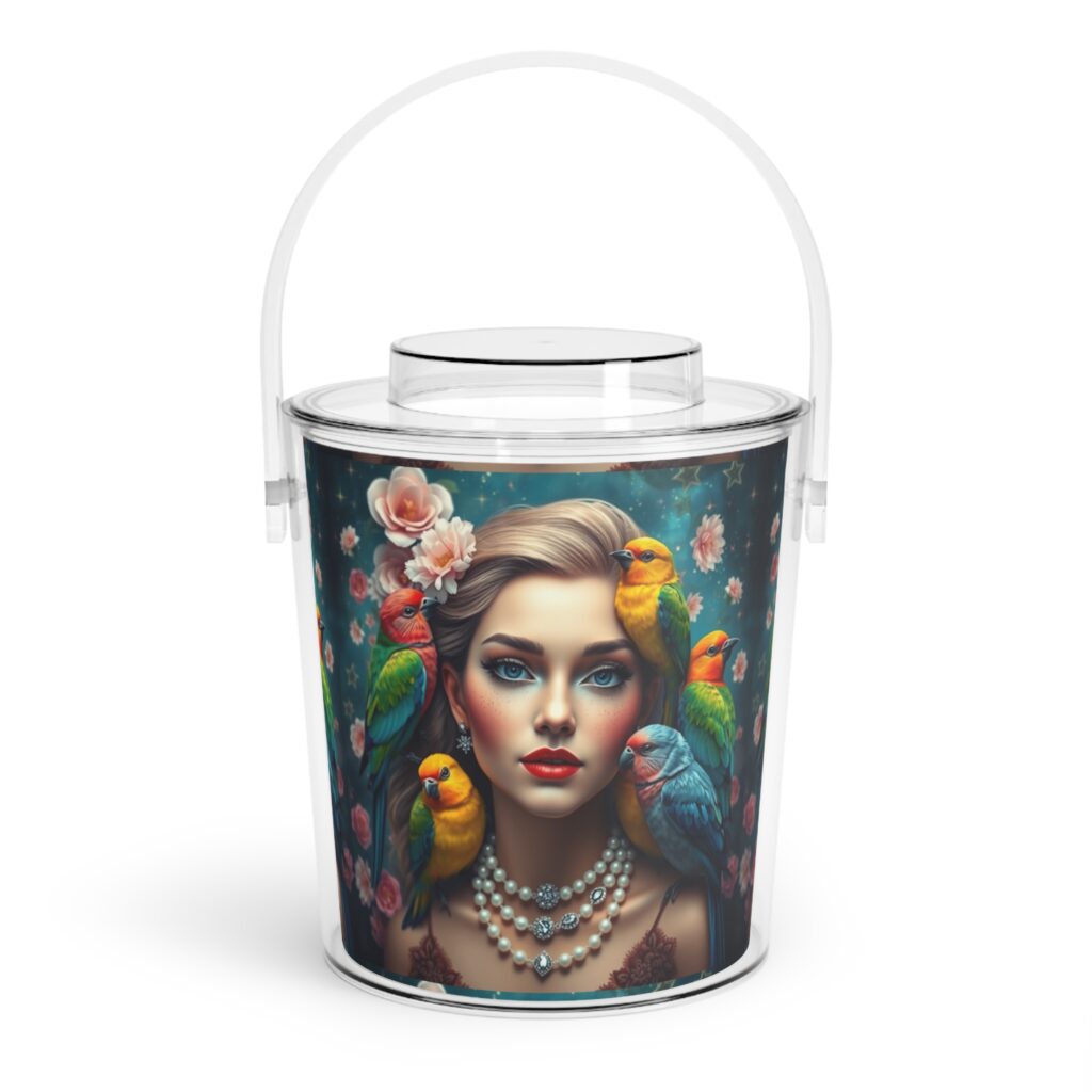 "Parrot Pika-boo" - Ice Bucket with Tongs